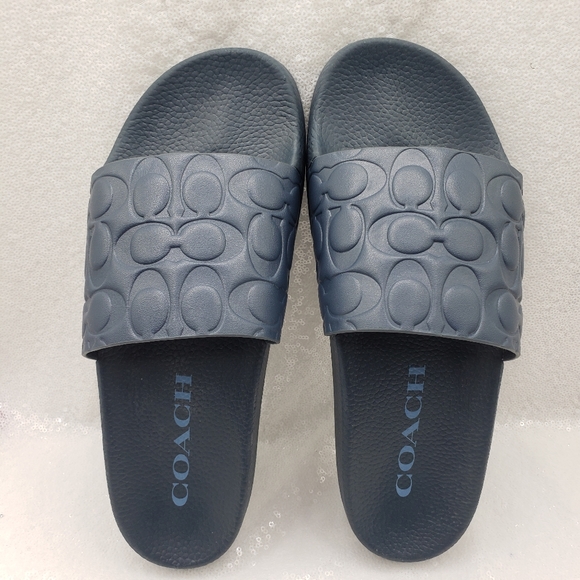 Coach Men's Slide Signature Leather Dark Demin Blue slip on Casual Sport - Picture 1 of 9